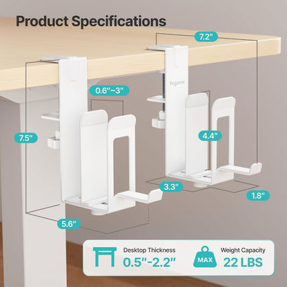 Laptop Stand Vertical, 2-Slot Under Desk Laptop Holder, Black
