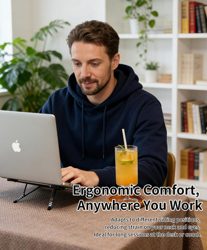Laptop Stand for Desk, 8-Level Adjustable, Magnetic Phone Mount Gray