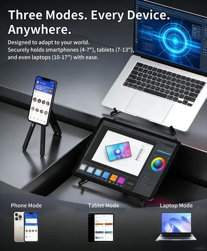 Laptop Stand for Desk, 8-Level Adjustable, Magnetic Phone Mount Gray