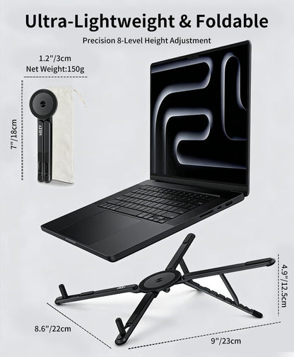 Laptop Stand for Desk, 8-Level Adjustable, Magnetic Phone Mount Gray