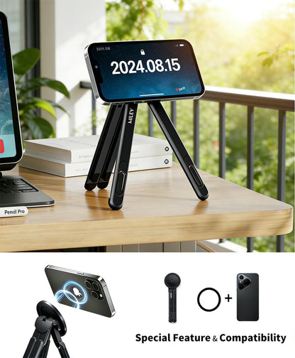 Laptop Stand for Desk, 8-Level Adjustable, Magnetic Phone Mount Gray