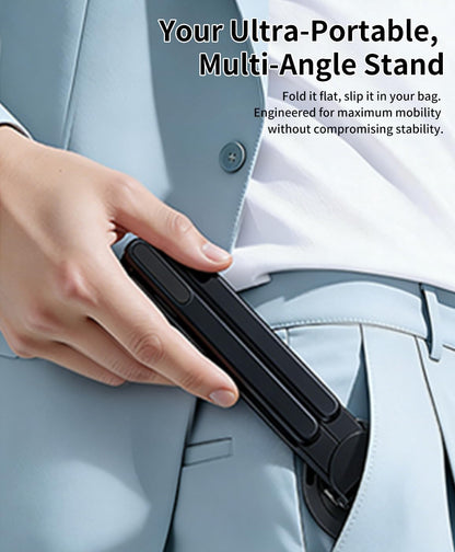 Laptop Stand for Desk, 8-Level Adjustable, Magnetic Phone Mount Gray