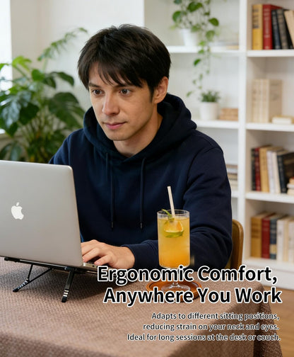 Laptop Stand for Desk, 8-Level Adjustable, Magnetic Phone Mount Gray