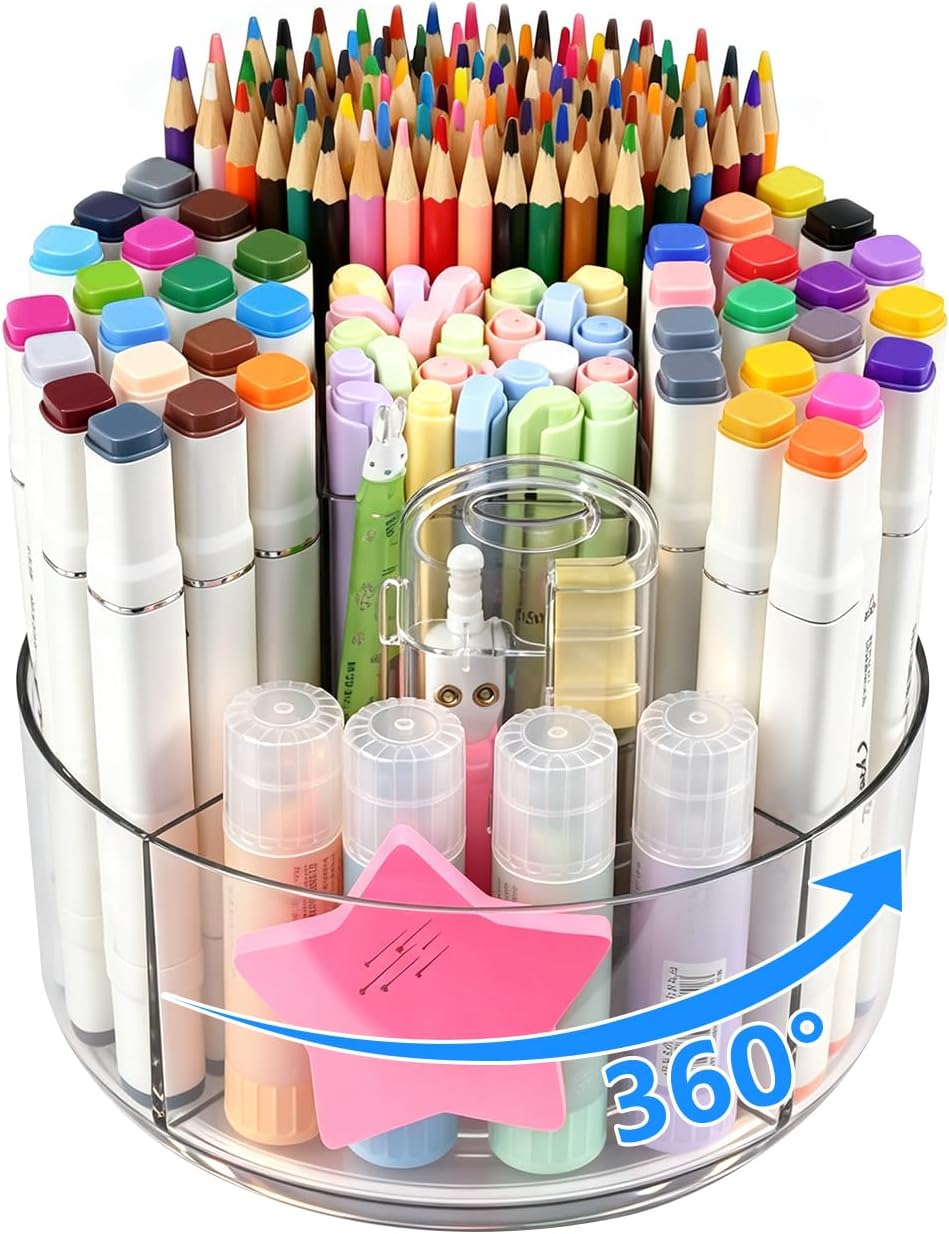 430pcs Acrylic Pencil Holder Marker Organizer 360-Degree Rotating