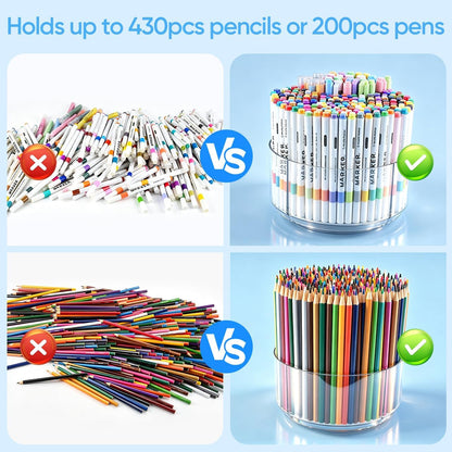 430pcs Acrylic Pencil Holder Marker Organizer 360-Degree Rotating