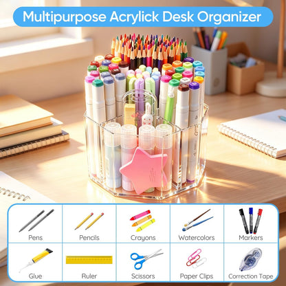 430pcs Acrylic Pencil Holder Marker Organizer 360-Degree Rotating