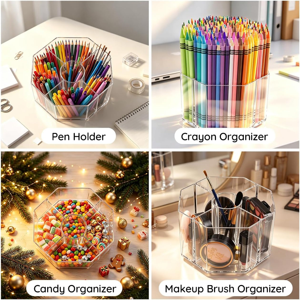 430pcs Acrylic Pencil Holder Marker Organizer 360-Degree Rotating