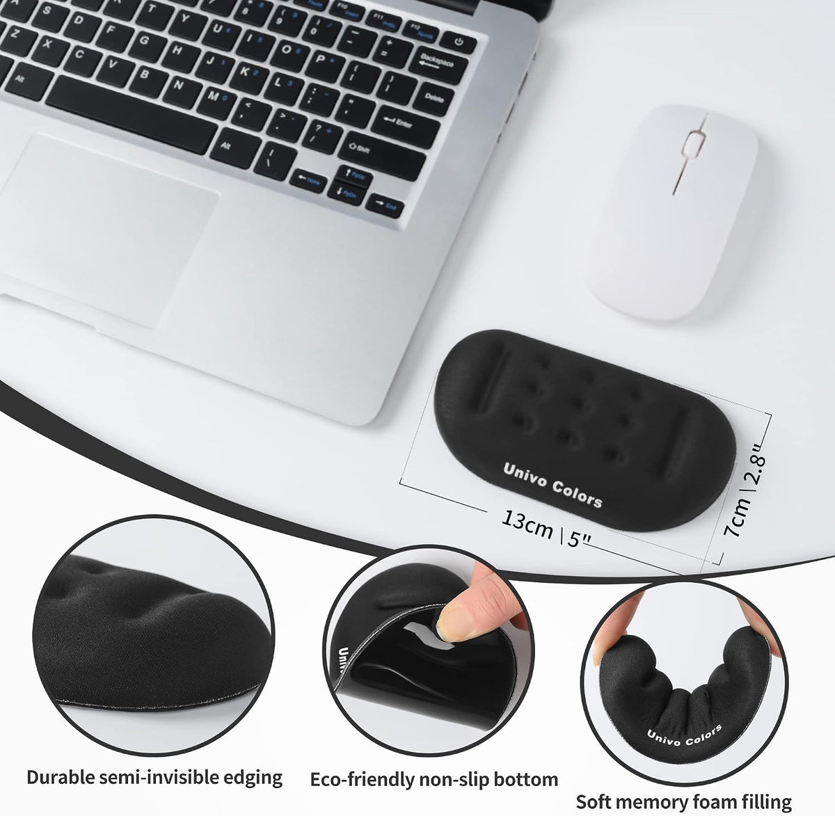 Black Superfine Memory Foam Wrist Rest Soft Gel Ergonomic Mouse Pad Wrist Support for Mouse, Gaming, Computer, Laptop, Office