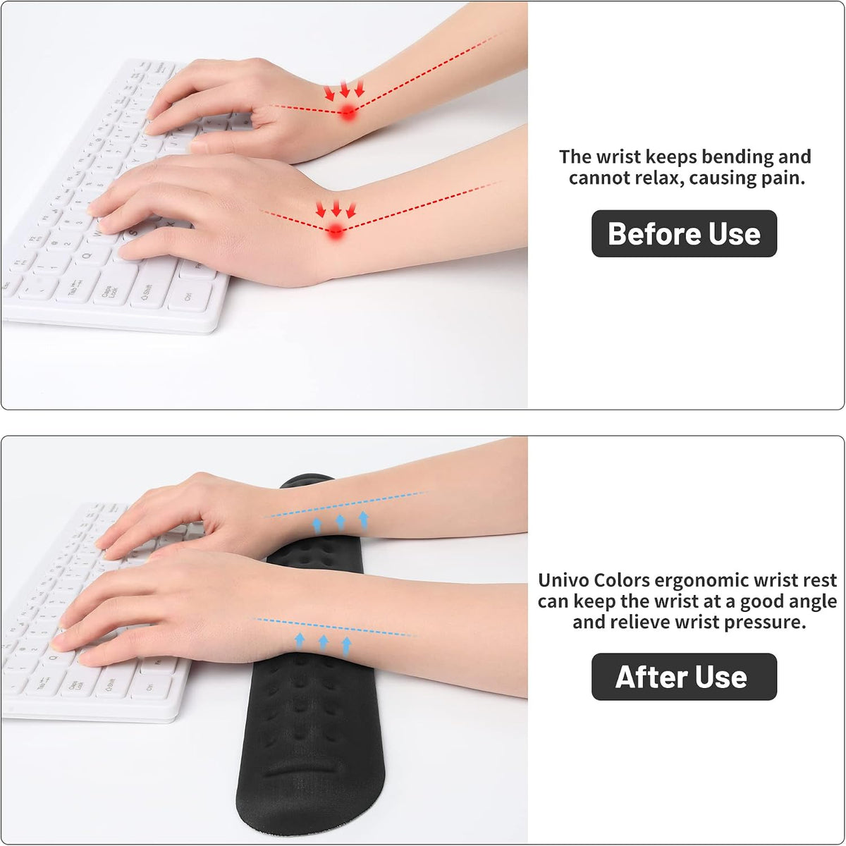 Black Superfine Memory Foam Wrist Rest Soft Gel Ergonomic Mouse Pad Wrist Support for Mouse, Gaming, Computer, Laptop, Office