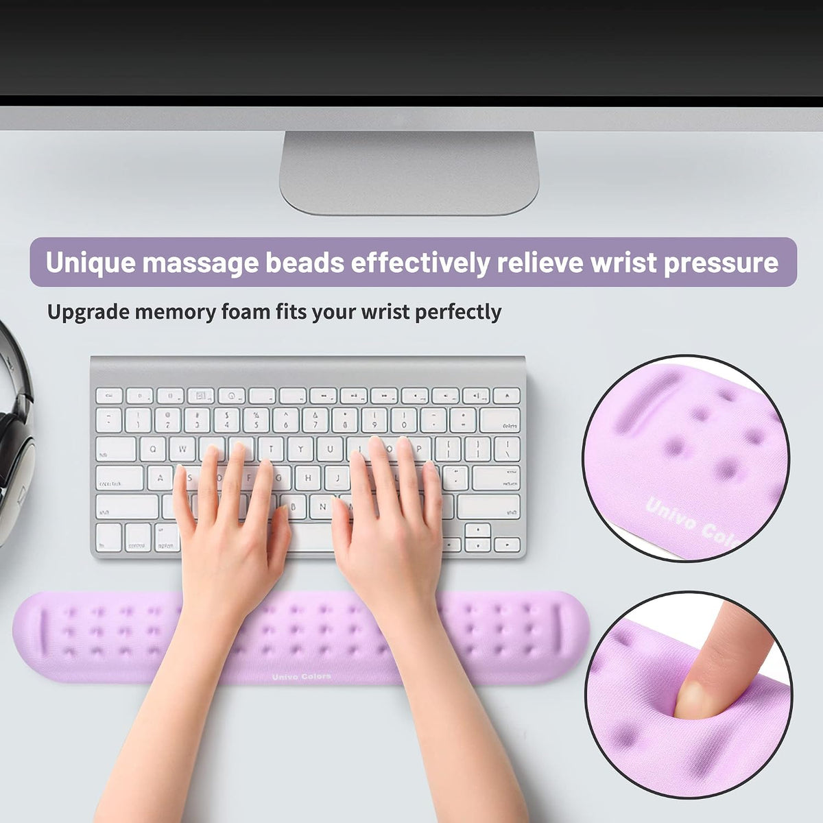 Black Superfine Memory Foam Wrist Rest Soft Gel Ergonomic Mouse Pad Wrist Support for Mouse, Gaming, Computer, Laptop, Office