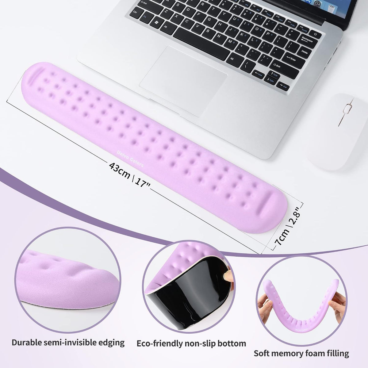 Black Superfine Memory Foam Wrist Rest Soft Gel Ergonomic Mouse Pad Wrist Support for Mouse, Gaming, Computer, Laptop, Office