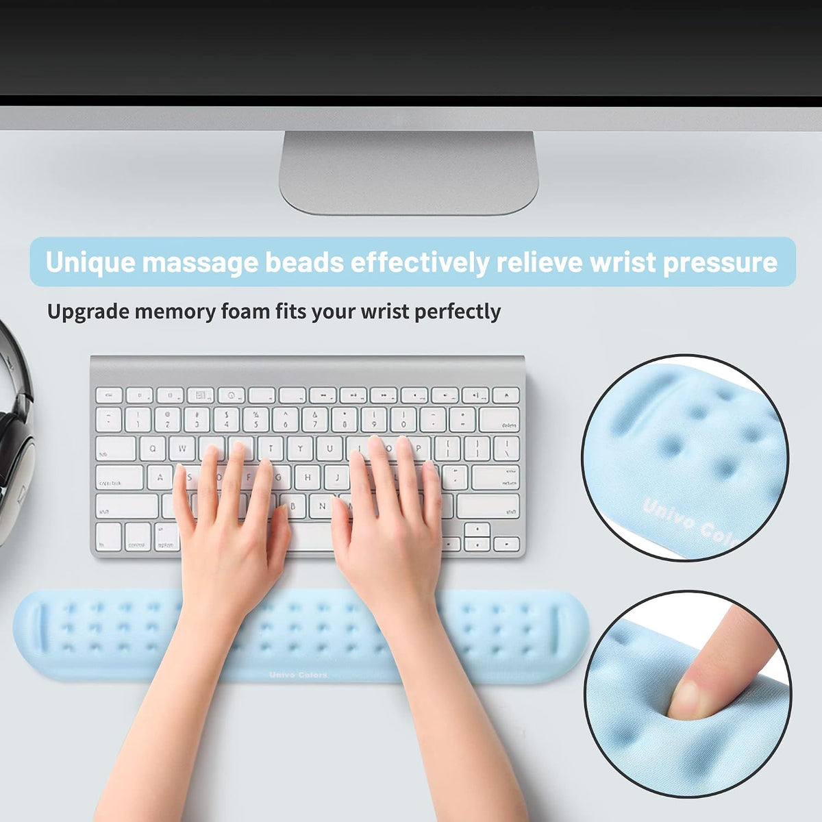 Black Superfine Memory Foam Wrist Rest Soft Gel Ergonomic Mouse Pad Wrist Support for Mouse, Gaming, Computer, Laptop, Office