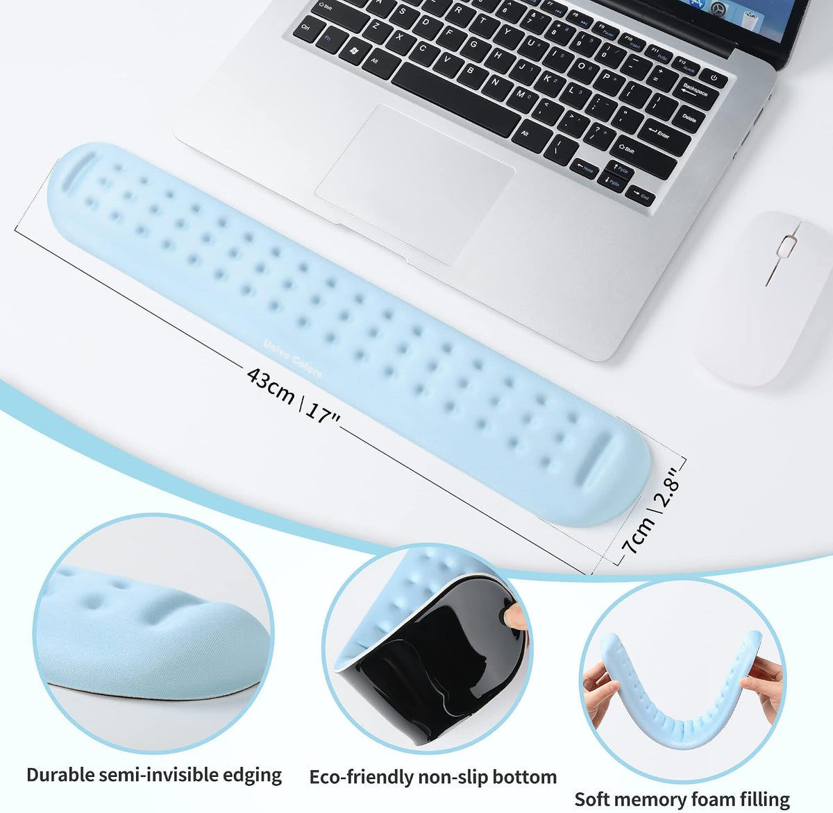 Black Superfine Memory Foam Wrist Rest Soft Gel Ergonomic Mouse Pad Wrist Support for Mouse, Gaming, Computer, Laptop, Office
