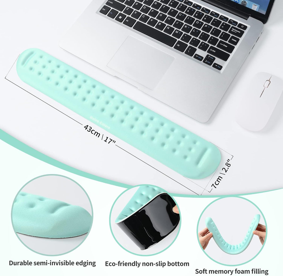 Black Superfine Memory Foam Wrist Rest Soft Gel Ergonomic Mouse Pad Wrist Support for Mouse, Gaming, Computer, Laptop, Office