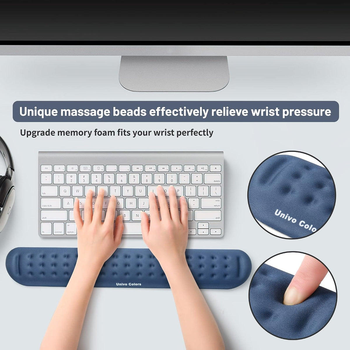 Black Superfine Memory Foam Wrist Rest Soft Gel Ergonomic Mouse Pad Wrist Support for Mouse, Gaming, Computer, Laptop, Office