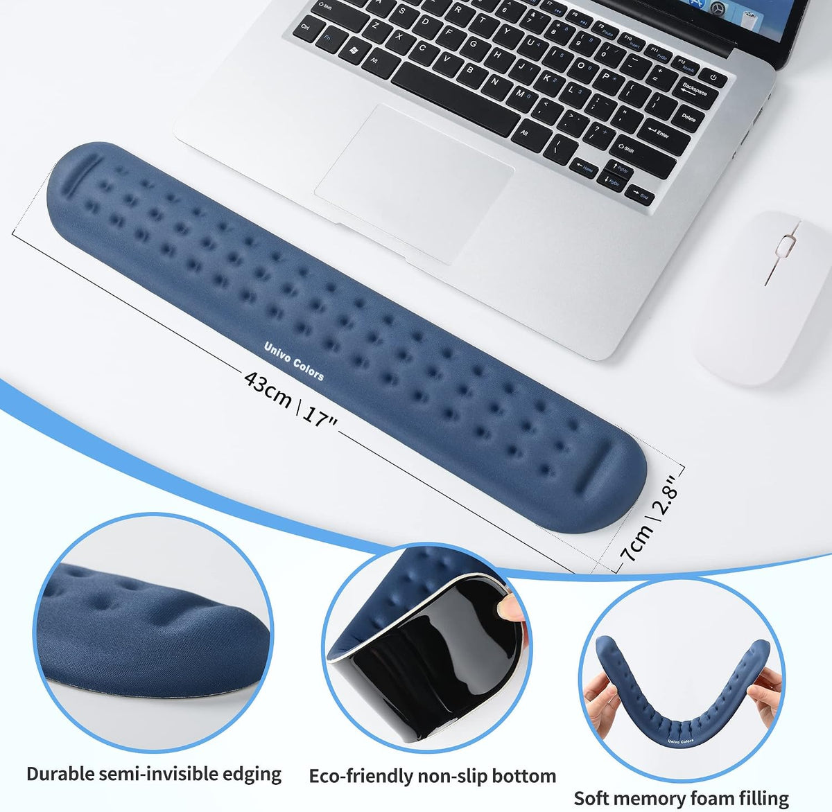 Black Superfine Memory Foam Wrist Rest Soft Gel Ergonomic Mouse Pad Wrist Support for Mouse, Gaming, Computer, Laptop, Office