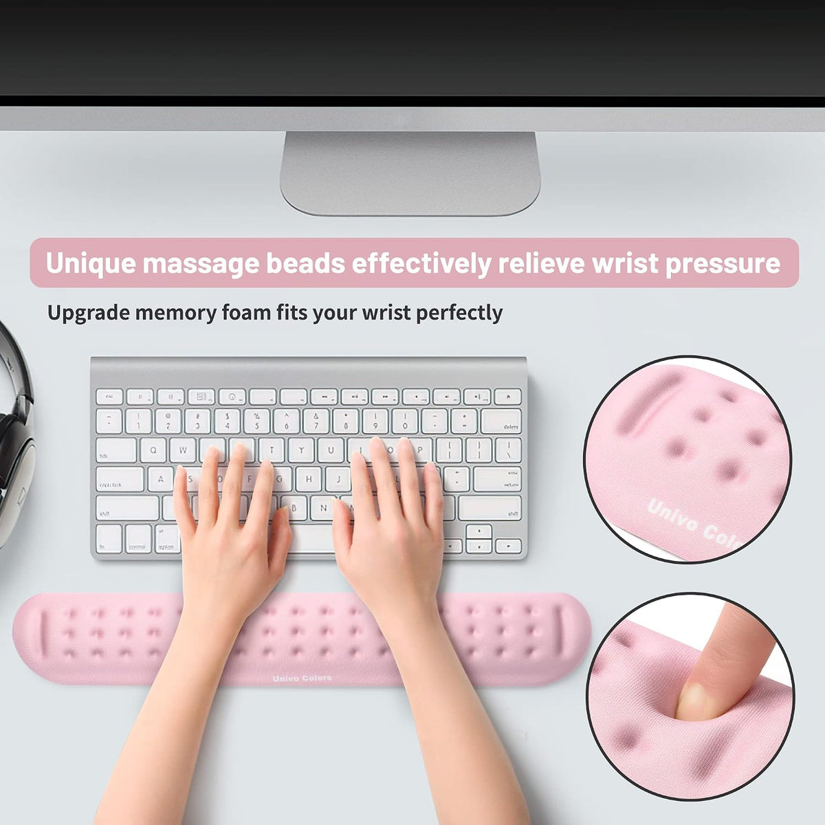 Black Superfine Memory Foam Wrist Rest Soft Gel Ergonomic Mouse Pad Wrist Support for Mouse, Gaming, Computer, Laptop, Office