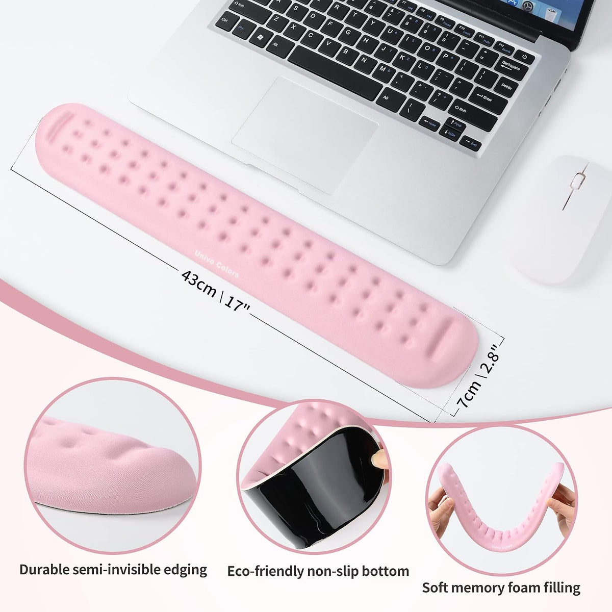 Black Superfine Memory Foam Wrist Rest Soft Gel Ergonomic Mouse Pad Wrist Support for Mouse, Gaming, Computer, Laptop, Office