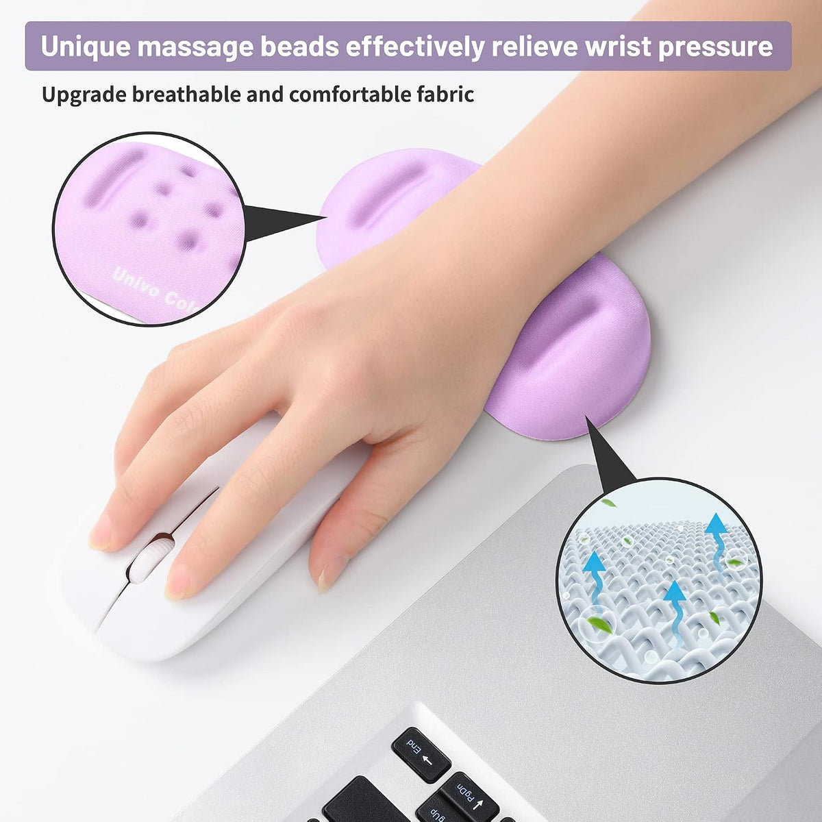 Black Superfine Memory Foam Wrist Rest Soft Gel Ergonomic Mouse Pad Wrist Support for Mouse, Gaming, Computer, Laptop, Office