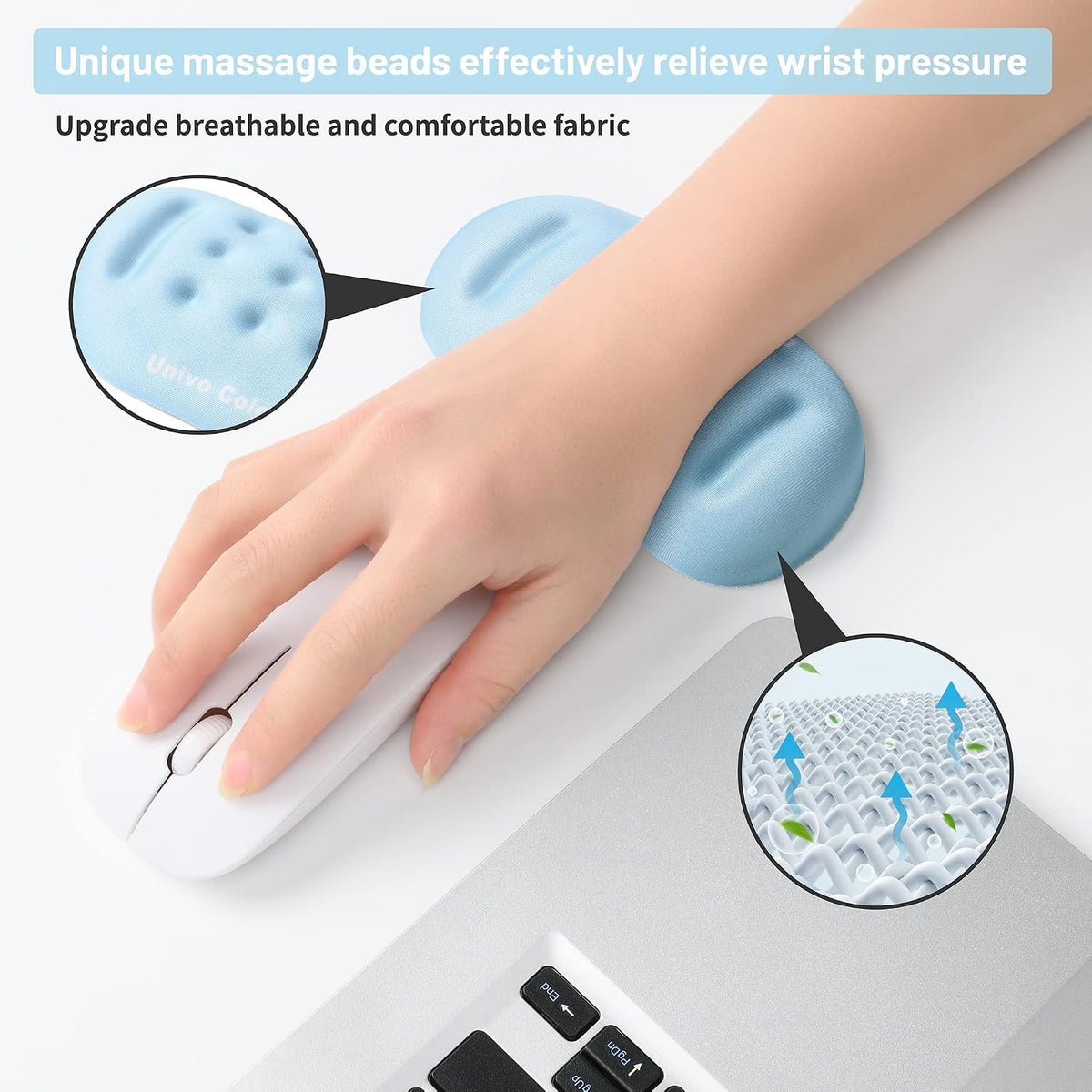 Black Superfine Memory Foam Wrist Rest Soft Gel Ergonomic Mouse Pad Wrist Support for Mouse, Gaming, Computer, Laptop, Office