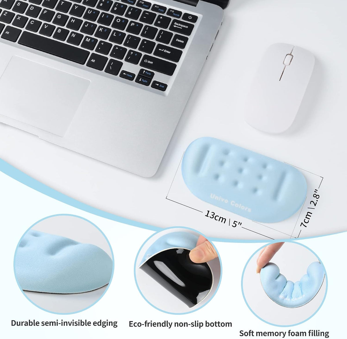 Black Superfine Memory Foam Wrist Rest Soft Gel Ergonomic Mouse Pad Wrist Support for Mouse, Gaming, Computer, Laptop, Office