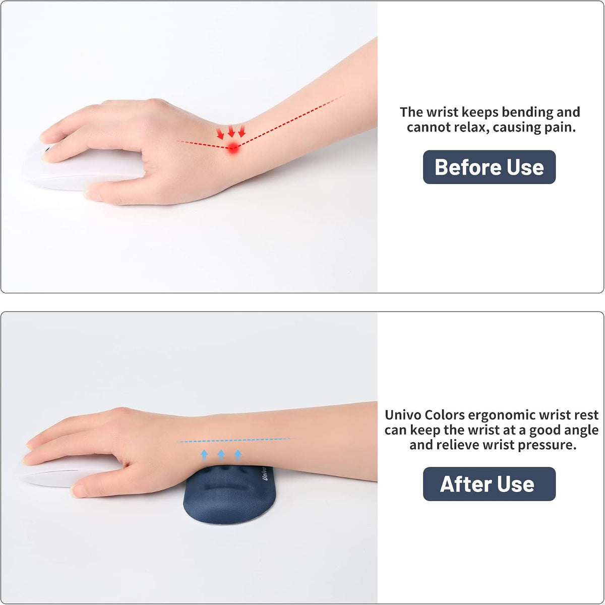 Black Superfine Memory Foam Wrist Rest Soft Gel Ergonomic Mouse Pad Wrist Support for Mouse, Gaming, Computer, Laptop, Office
