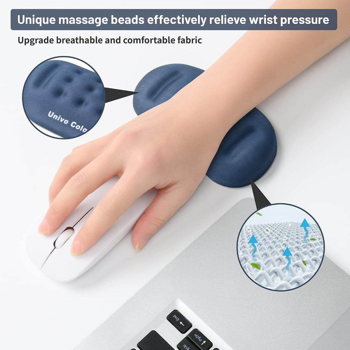 Black Superfine Memory Foam Wrist Rest Soft Gel Ergonomic Mouse Pad Wrist Support for Mouse, Gaming, Computer, Laptop, Office