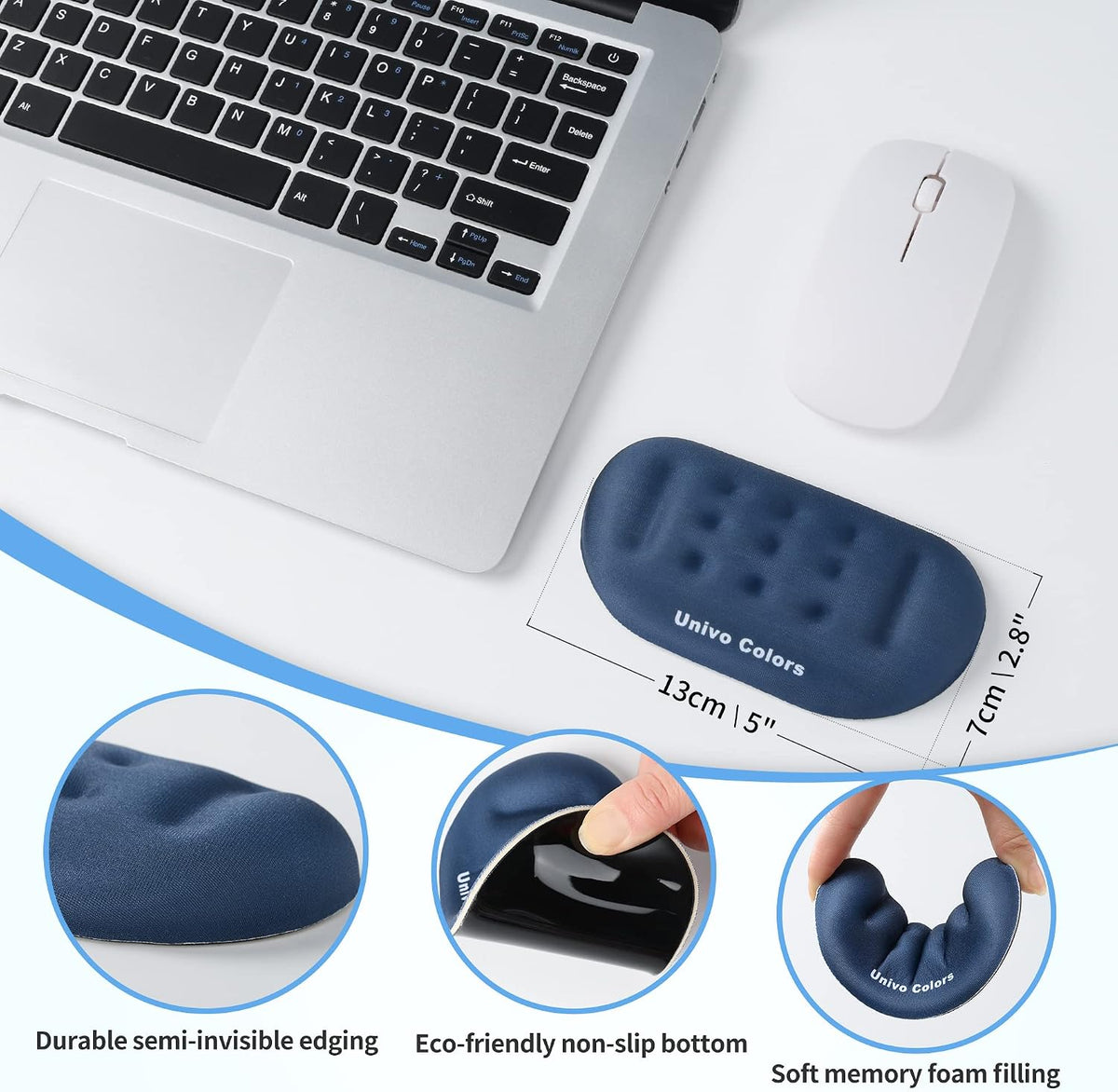 Black Superfine Memory Foam Wrist Rest Soft Gel Ergonomic Mouse Pad Wrist Support for Mouse, Gaming, Computer, Laptop, Office