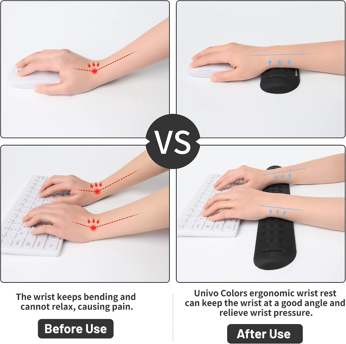 Black Superfine Memory Foam Wrist Rest Soft Gel Ergonomic Mouse Pad Wrist Support for Mouse, Gaming, Computer, Laptop, Office