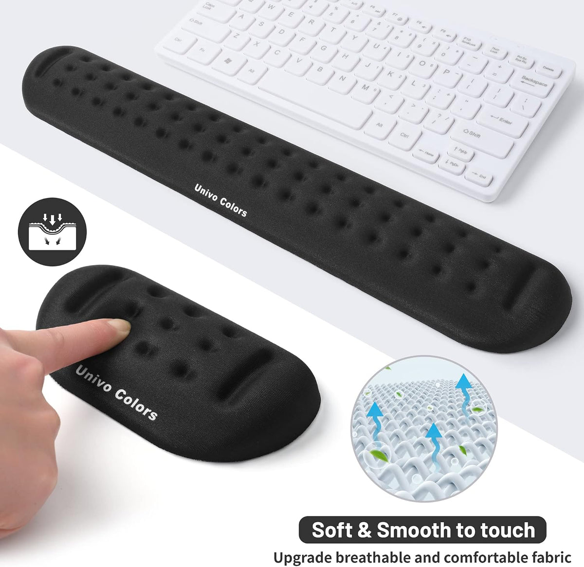 Black Superfine Memory Foam Wrist Rest Soft Gel Ergonomic Mouse Pad Wrist Support for Mouse, Gaming, Computer, Laptop, Office