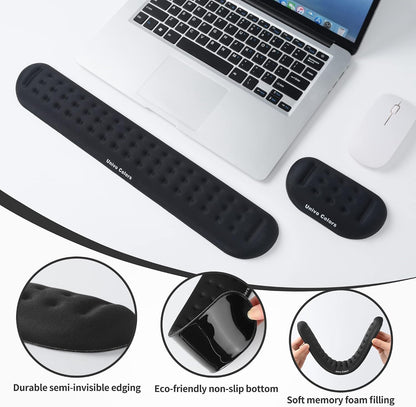 Black Superfine Memory Foam Wrist Rest Soft Gel Ergonomic Mouse Pad Wrist Support for Mouse, Gaming, Computer, Laptop, Office