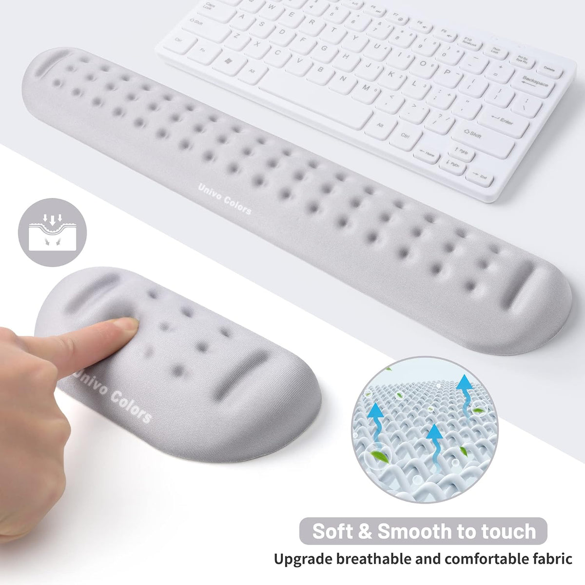 Black Superfine Memory Foam Wrist Rest Soft Gel Ergonomic Mouse Pad Wrist Support for Mouse, Gaming, Computer, Laptop, Office