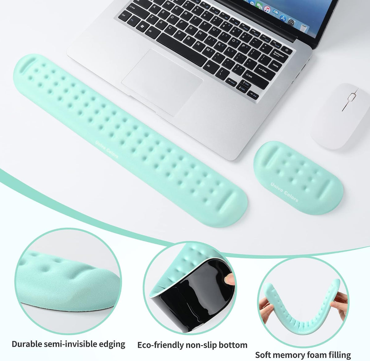 Black Superfine Memory Foam Wrist Rest Soft Gel Ergonomic Mouse Pad Wrist Support for Mouse, Gaming, Computer, Laptop, Office