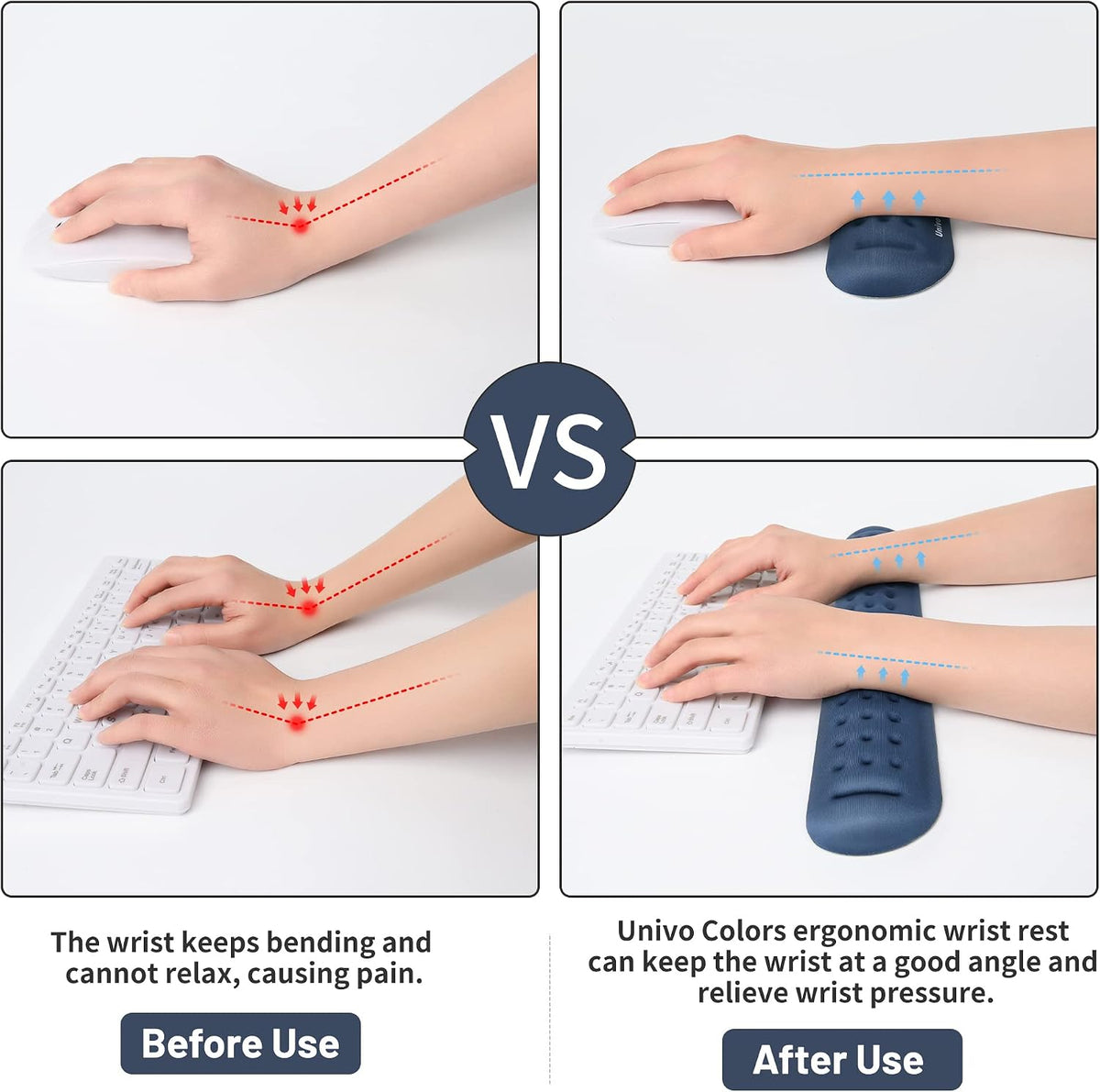 Black Superfine Memory Foam Wrist Rest Soft Gel Ergonomic Mouse Pad Wrist Support for Mouse, Gaming, Computer, Laptop, Office