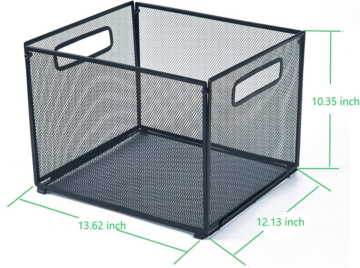 Letter Size Hanging Folder Organizer,Metal File Baskets,Black
