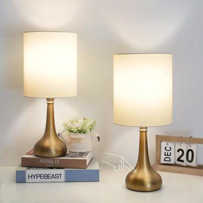 Dimmable Small Table Lamp, Bedside Lamps Touch Control for Bedrooms Nightstand with Wood Grain Base, Desk Lamp Night Light for Office Living Room, 9W 3000K LED Bulb Included