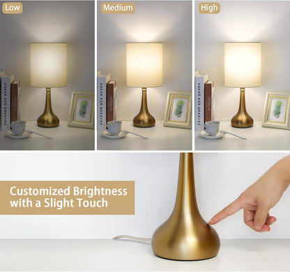 Dimmable Small Table Lamp, Bedside Lamps Touch Control for Bedrooms Nightstand with Wood Grain Base, Desk Lamp Night Light for Office Living Room, 9W 3000K LED Bulb Included