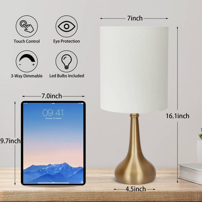 Dimmable Small Table Lamp, Bedside Lamps Touch Control for Bedrooms Nightstand with Wood Grain Base, Desk Lamp Night Light for Office Living Room, 9W 3000K LED Bulb Included