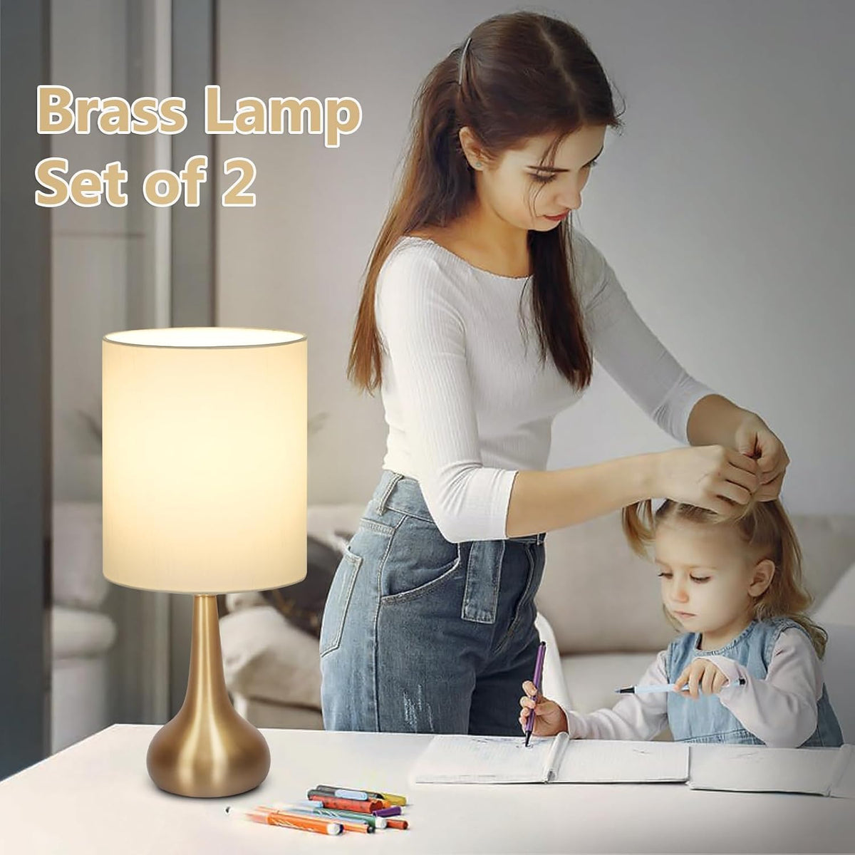 Dimmable Small Table Lamp, Bedside Lamps Touch Control for Bedrooms Nightstand with Wood Grain Base, Desk Lamp Night Light for Office Living Room, 9W 3000K LED Bulb Included