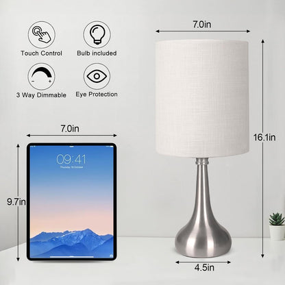 Dimmable Small Table Lamp, Bedside Lamps Touch Control for Bedrooms Nightstand with Wood Grain Base, Desk Lamp Night Light for Office Living Room, 9W 3000K LED Bulb Included