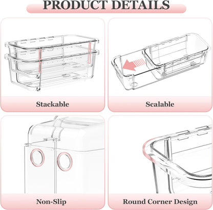 16 Pcs Clear Extendable Drawer Organizer, Adjustable Drawer Storage