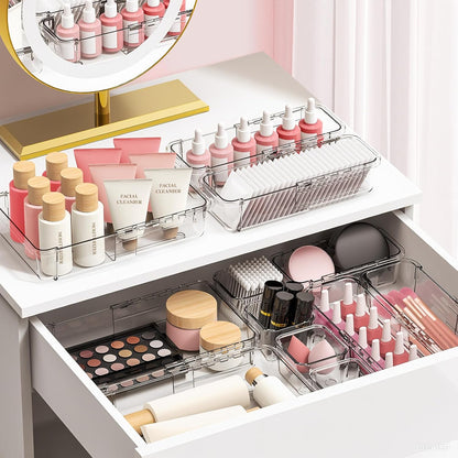 16 Pcs Clear Extendable Drawer Organizer, Adjustable Drawer Storage