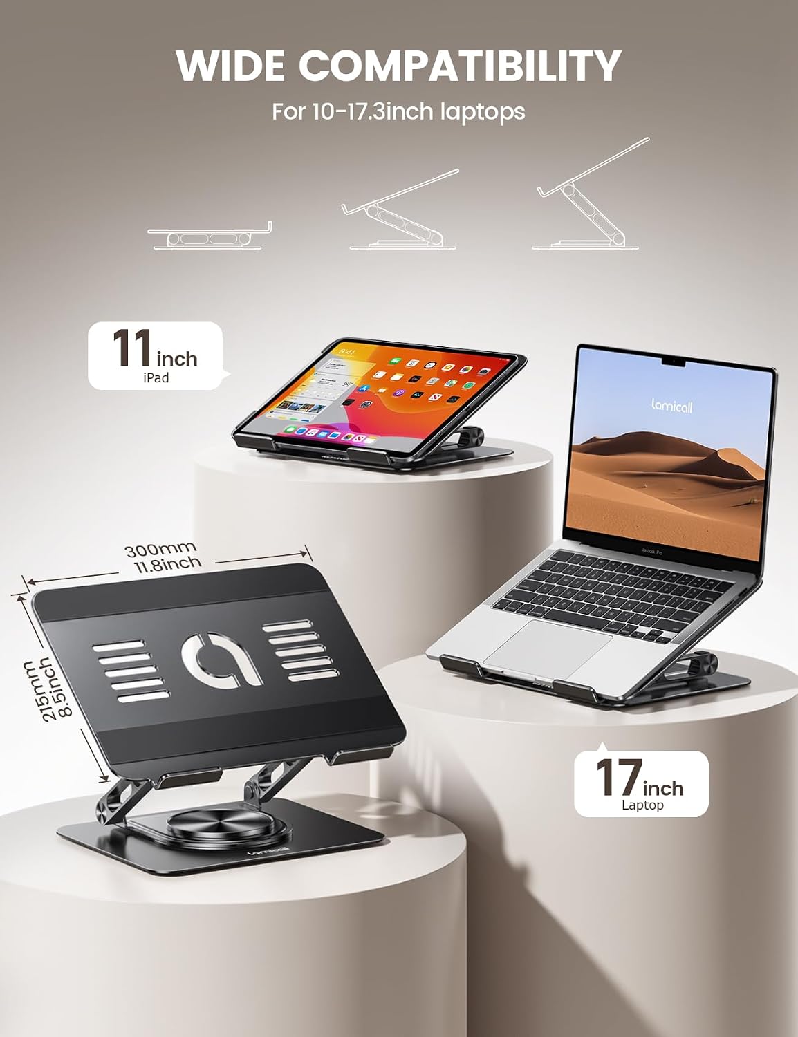 Aluminum Laptop Stand for Desk for MacBook Neo Air Pro 10-17.3''