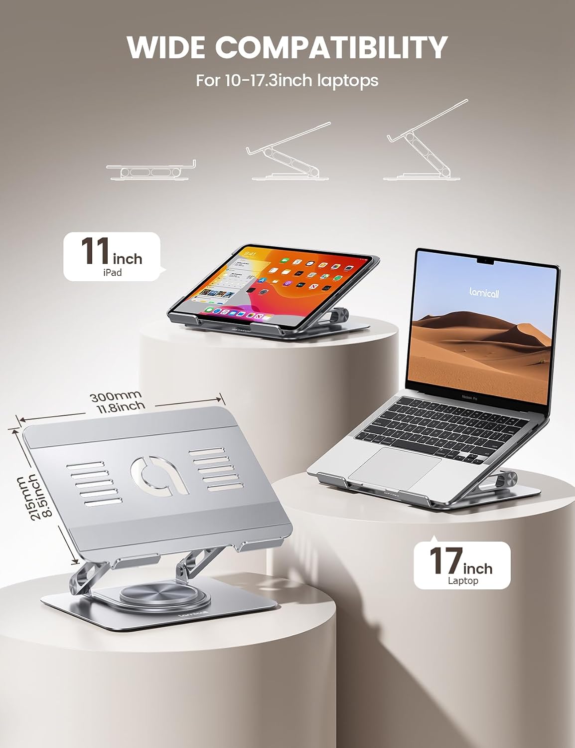 Aluminum Laptop Stand for Desk for MacBook Neo Air Pro 10-17.3''