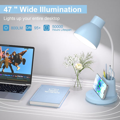 10W Wireless Charging LED Desk Lamp with Pen Holder, CRI 95, Black