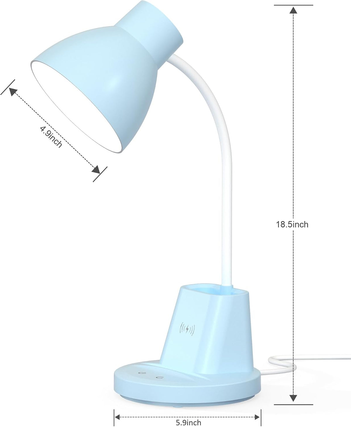 10W Wireless Charging LED Desk Lamp with Pen Holder, CRI 95, Black
