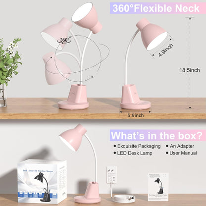 10W Wireless Charging LED Desk Lamp with Pen Holder, CRI 95, Black