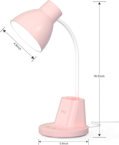 10W Wireless Charging LED Desk Lamp with Pen Holder, CRI 95, Black