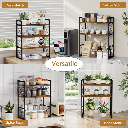 Desktop Shelf Organizer, 2 Tier Office Shelves, Wood Desk Organizer Storage Rack and Freestanding Display Shelf for Office, Dormitory, Home