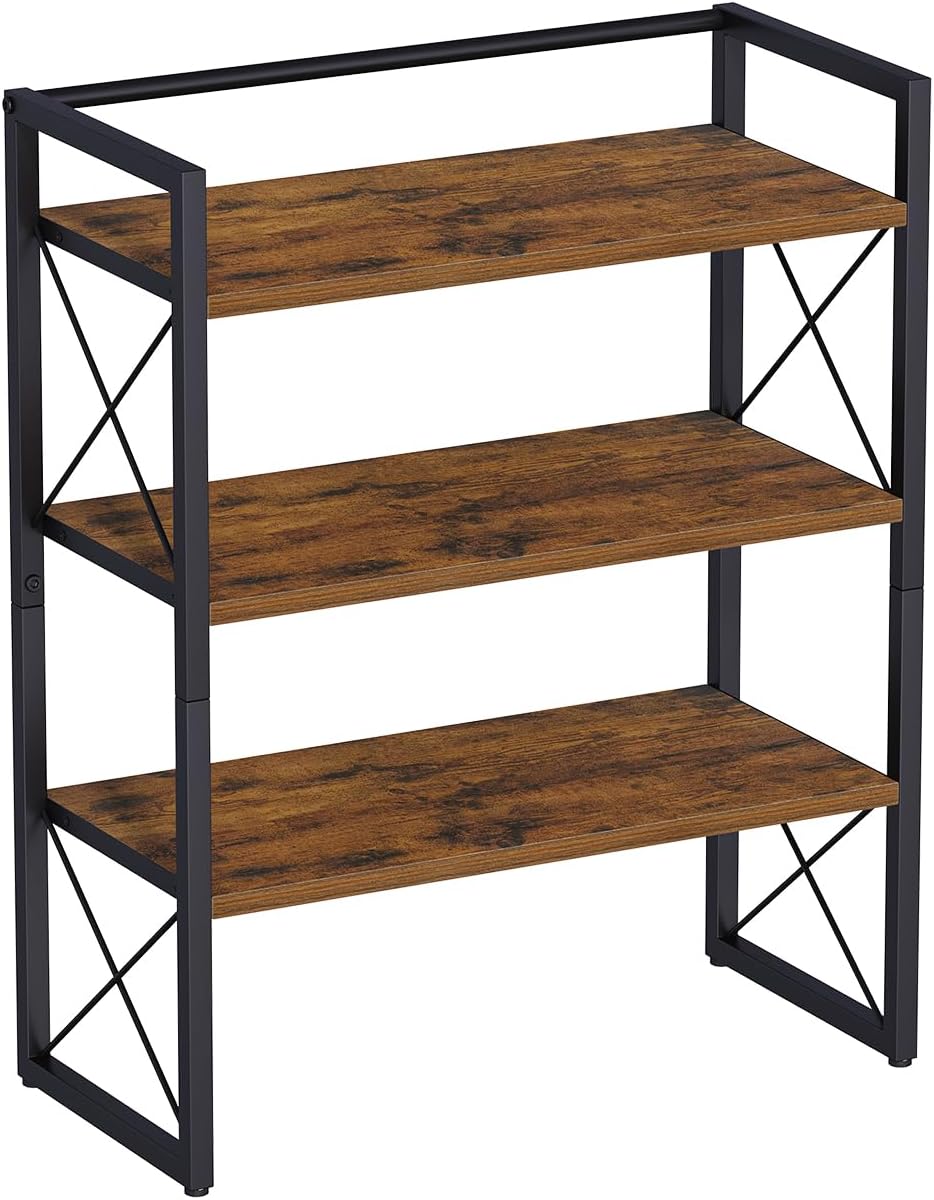 Desktop Shelf Organizer, 2 Tier Office Shelves, Wood Desk Organizer Storage Rack and Freestanding Display Shelf for Office, Dormitory, Home